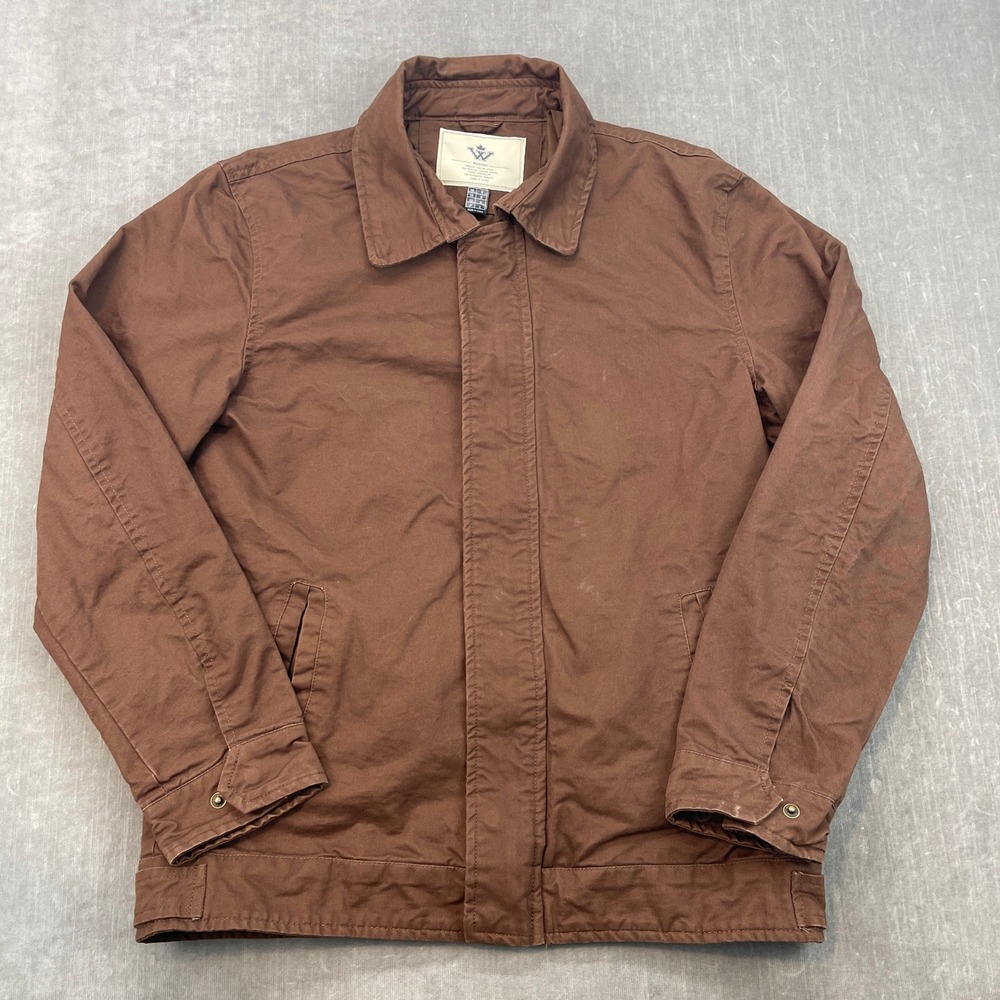 Wenven Mens Medium Brown Cotton Canvas Workwear Jacket Full Zip Utility